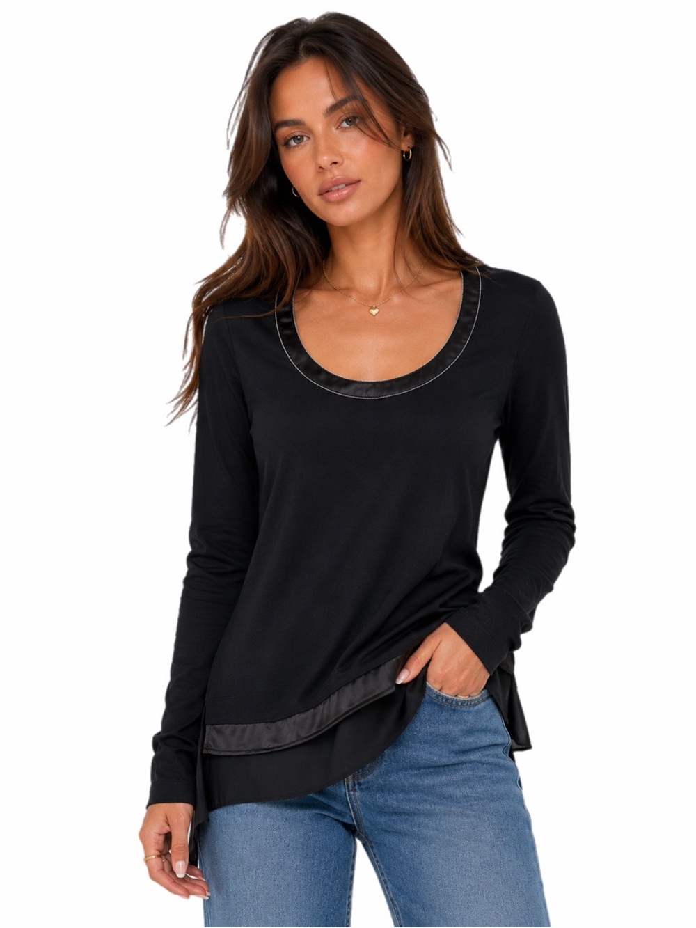Y2K Vintage White House Black Market Black Beaded Tunic Top (Black) Size S/M